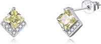 wholesale  Sterling Silver Cubic Zirconia Crystal Stud Earrings - August Birthstone, 7.8mm-Aug-Peridot