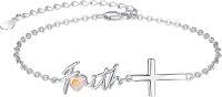 wholesale 925 Sterling Silver Faith Bracelet with Yellow Stone and Cross Charm for Women-Faith Mustard Seed