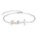 wholesale 925 Sterling Silver Faith Cross Heart Chain Bracelet Elegant Jewelry Gift-0-0