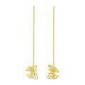 wholesale 14K Gold Threader Earrings with Butterfly Pendant and Cubic Zirconia - Minimalist Design-0-0