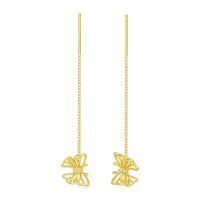 wholesale 14K Gold Threader Earrings with Butterfly Pendant and Cubic Zirconia - Minimalist Design-Style 1