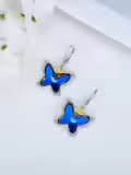TOUPOP Sterling Silver Blue Crystal Butterfly Crown Leverback Dangle Earrings-0-3