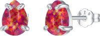 wholesale 925 Sterling Silver Red Fire Opal 925 Pear Shape Stud Earrings for Women-Ruby