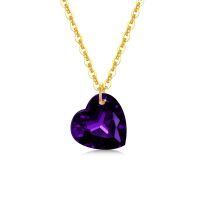 wholesale 14k Gold Heart-shaped Peridot Pendant Necklace-style3- 8mm- Amethyst