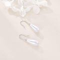 wholesale 925 Sterling Silver Teardrop Pearl Threader Earrings with Long Tassels and Hooks-0-3