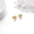 wholesale 14k Gold Sunflower Cubic Zirconia Stud Earrings For Women-0-2