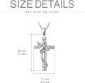 wholesale 925 Sterling Silver Cross with Hummingbird and Rose Gold Accents Pendant Necklace-0-4