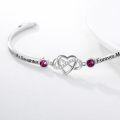 wholesale Sterling Silver Adjustable Infinity Heart Bangle for Women-0-2