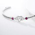 wholesale 925 Sterling Silver Forever My Daughter Heart Bangle With Pink Stones-0-2
