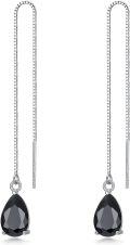 wholesale 925 Sterling Silver Birthstone Crystal 11 8mm Threader Drop Long Chain Earrings-0-0