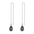 wholesale 925 Sterling Silver Birthstone Crystal 11 8mm Threader Drop Long Chain Earrings-0-0