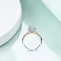 TOUPOP Sterling Silver Moissanite Flower Halo Engagement Ring-0-2