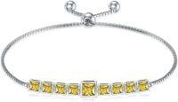 wholesale TOUPOP Bracelet For Women Sterling Silver Classic Birthstone Tennis Bracelet With Fashion Jewelry Gifts For Women Teen Girls Friend Birthday | Adjustable Silder (d-11-november-topaz), 7+2 -undefined