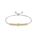 TOUPOP Sterling Silver Topaz Bracelet | Adjustable Slider, 7+2-0-0