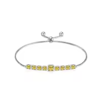 TOUPOP Sterling Silver Topaz Bracelet | Adjustable Slider, 7+2-undefined
