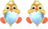 wholesale 925 Sterling Silver Chick Heart Stud Earrings  for Girls and Women-Animal earrings-duck earrings