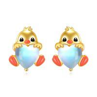 wholesale 925 Sterling Silver Chirpy Bird Heart Pendant-Animal earrings-duck earrings