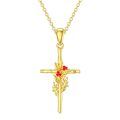 wholesale 14K Gold Holly Berry Cross Necklace - December Birthstone s for Her-0-0