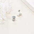 wholesale 925 Sterling Silver Green Enamel Parrot Black Crystal Stud Earrings-0-1