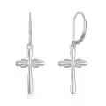 wholesale 925 Sterling Silver Cross Drop Earrings with Heart and Knot Design-0-0
