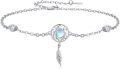 wholesale 925 Sterling Silver Moonstone Feather Dreamcatcher Bracelet - Adjustable 7-8-0-0