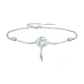 wholesale 925 Sterling Silver Moonstone Feather Dreamcatcher Bracelet Wholesale - Adjustable 7-8-0-0