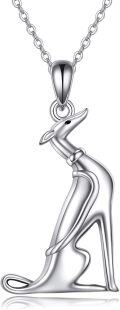 wholesale 925 Sterling Silver Greyhound Dog Pendant Necklace for Women Girls  43cm Chain Length-0-0