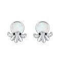 wholesale 925 Sterling Silver Octopus Stud Earrings Wholesale With Opal And Black Eyes-0-0