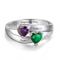 TOUPOP Sterling Silver Simulated Birthstones Personalized Mother Rings-0-1