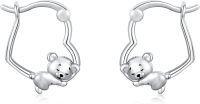 wholesale 925 Sterling Silver Hypoallergenic Sleeping Bear Huggable Hoop Earrings-Teddy