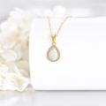 wholesale 14K Gold Amber Necklace For Women 14k Gold Teardrop Necklace Gold Jewelry Gift For Women-0-4