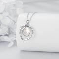 wholesale 925 Sterling Silver Circle Pendant with Pearl and Chain for Women-0-2