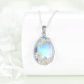 wholesale 925 Sterling Silver Teardrop Blue Opal Flower Pendant Necklace-0-4