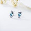 wholesale 925 Sterling Silver Blue Austrian Crystal Owl Stud Earrings-0-1