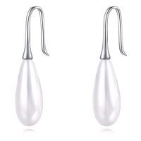 wholesale 925 Sterling Silver Teardrop Pearl Drop Earrings-Pull through pearl earrings