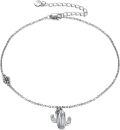 wholesale 925 Sterling Silver Cactus Charm Anklet with Daisy Pendant for Women Girls-0-0
