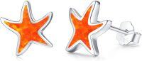 wholesale 925 Sterling Silver Orange Opal Starfish Stud Earrings - Ocean Beach  for Women & Girls-Orange Opal