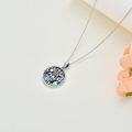 wholesale 925 Sterling Silver Abalone Shell Evil Eye Tree of Life Pendant Necklace with 18+2 Chain-0-4