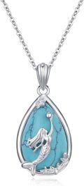 wholesale 925 Sterling Silver Turquoise Mermaid Pendant Necklace Ocean Beach Jewelry for Women Girls Gifts 45cm Chain Length-0-0