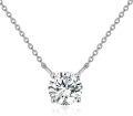wholesale 14K Rose Gold Moissanite Round Cut Solitaire Pendant Necklace 0.5-2 ct 16+2 Chain-0-5