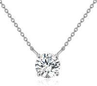 wholesale 14K Rose Gold Moissanite Round Cut Solitaire Pendant Necklace 0.5-2 ct 16+2 Chain-0.5CT White Gold