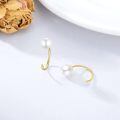 wholesale 14k Gold White Pearl C Shape Hoop Earrings For Women-0-2