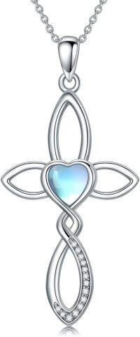 wholesale 925 Sterling Silver Heart-Shaped Blue Stone Infinity Cross Pendant Necklace for Women Christian -02-Celtic Knot Cross