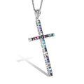 wholesale 925 Sterling Silver Cross Pendant With Blue Opal And Philippians Inscription-0-92