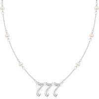 wholesale 925 Sterling Silver Freshwater Pearl & 777 Pendant Necklace for Women - Lucky Charm s-Modern