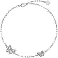 wholesale 14K White Gold 5A Cubic Zirconia Butterfly Bracelet, Adjustable Chain, Hypoallergenic, Elegant Gift for Women-White Gold