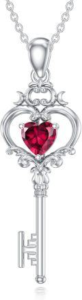 wholesale Metal Stone Birthstone Key Pendant Necklace Gift for Women-0-0