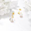 wholesale 14K Gold Freshwater Pearl Round Dangle Drop Earrings for Women Wedding  Ideas-0-3