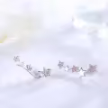 wholesale 925 Sterling Silver Pink CZ Star Climber Ear Cuffs-0-6