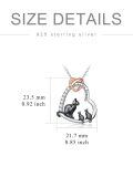 wholesale 925 Sterling Silver Love You Forever Heart Pendant Necklace - Mother and Cats Family -0-9